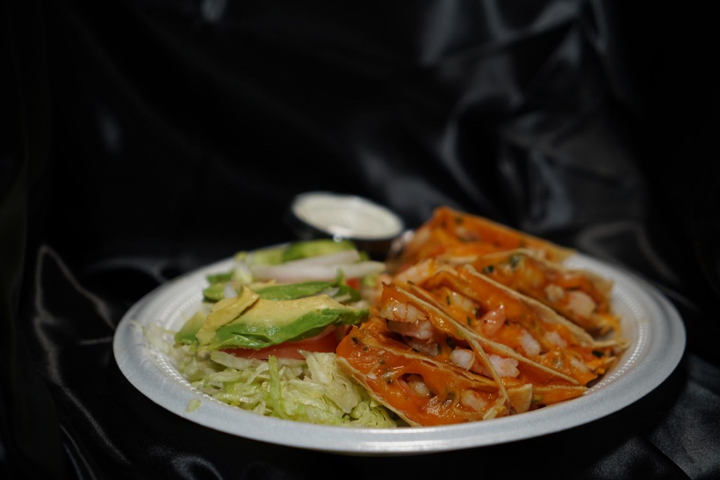 Shrimp tacos with salad